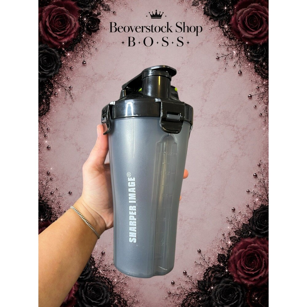Sharper Image Dual Compartment Protein Shaker Bottle Gray Black Green